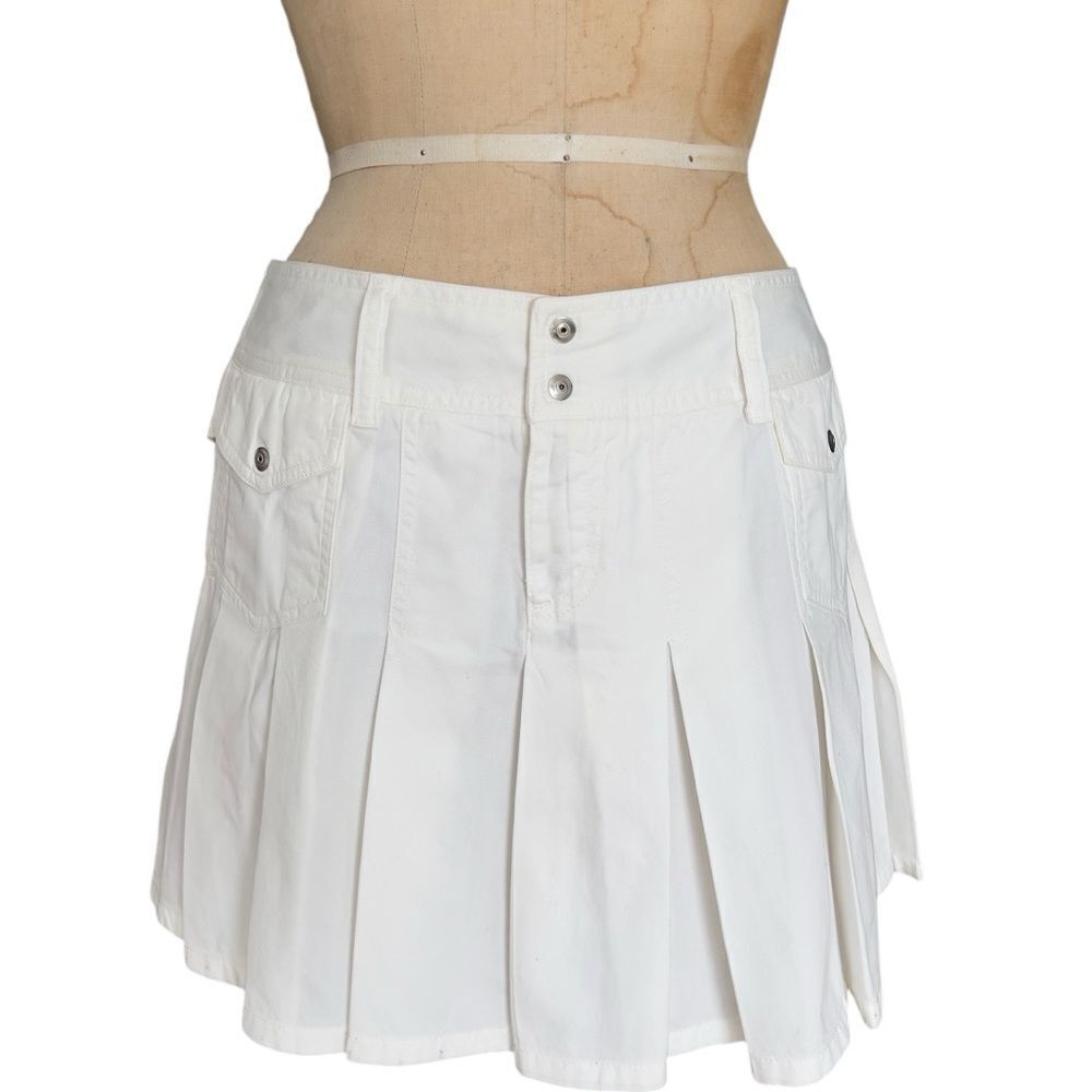 Sisley Y2K White Pleated Mini Skirt Size 42 IT M-US